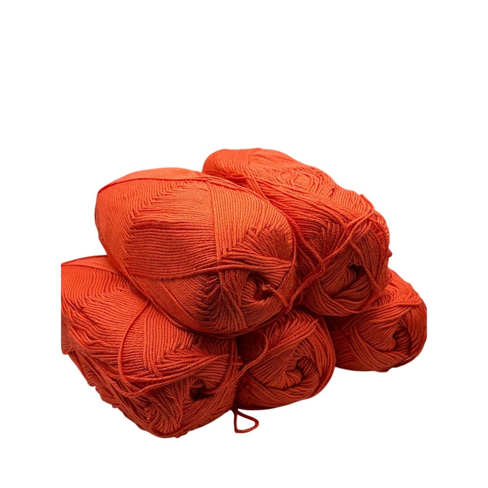 Turkish Yarn Lot 5 Skeins Solid Orange Soft Knit Crochet 1lb 1.7oz Total